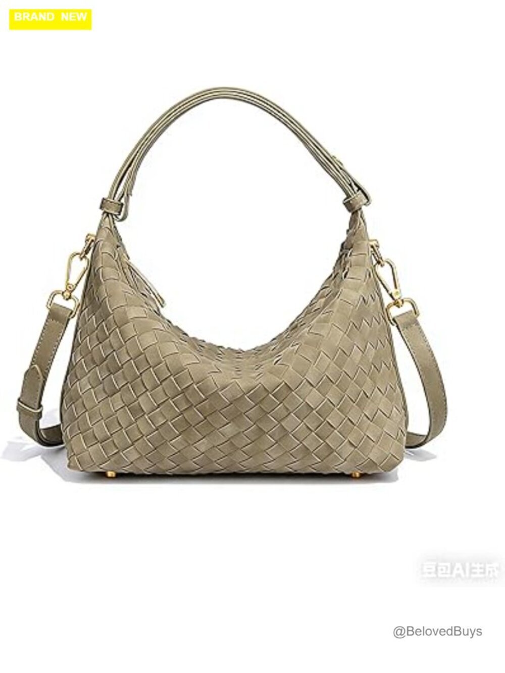 Woven Faux Suede Hobo Bag with Detachable Crossbody Strap